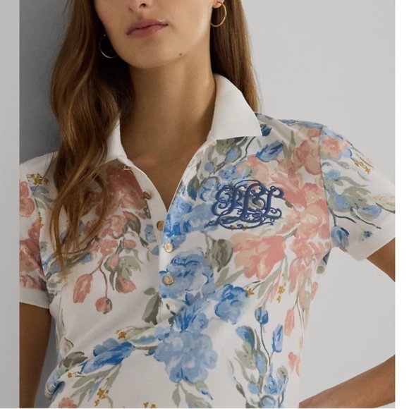 NWT POLO RALPH LAUREN Floral Piqué Polo Shirt New With Tag Size XL - Picture 4 of 6